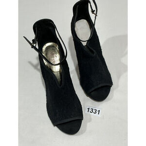 Woman’s Mix No 6 Muse 8.5 Black Open Toe High Heel Ankle Strap Close Dress Shoe